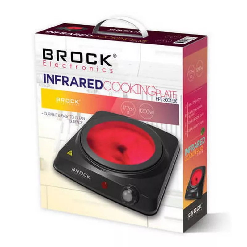 Brock HPI 3001 BK 1500W ühe kütteplaadiga elektripliit, malmplaadiga ja reguleeritava termostaadiga, must