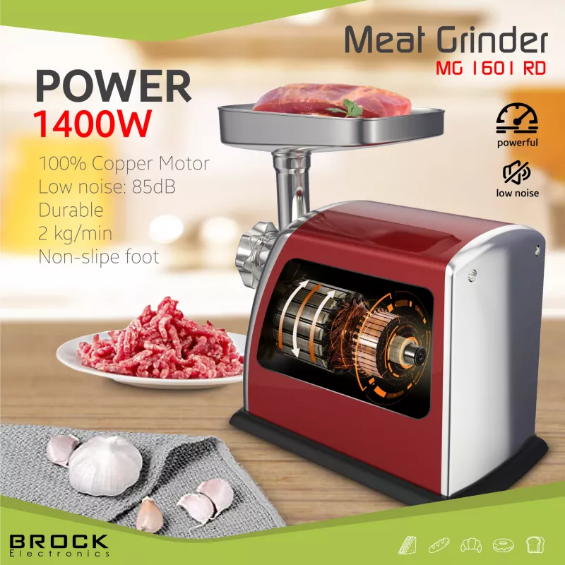 Brock MG 1601 RD lihaveski 1400W, punane/teras