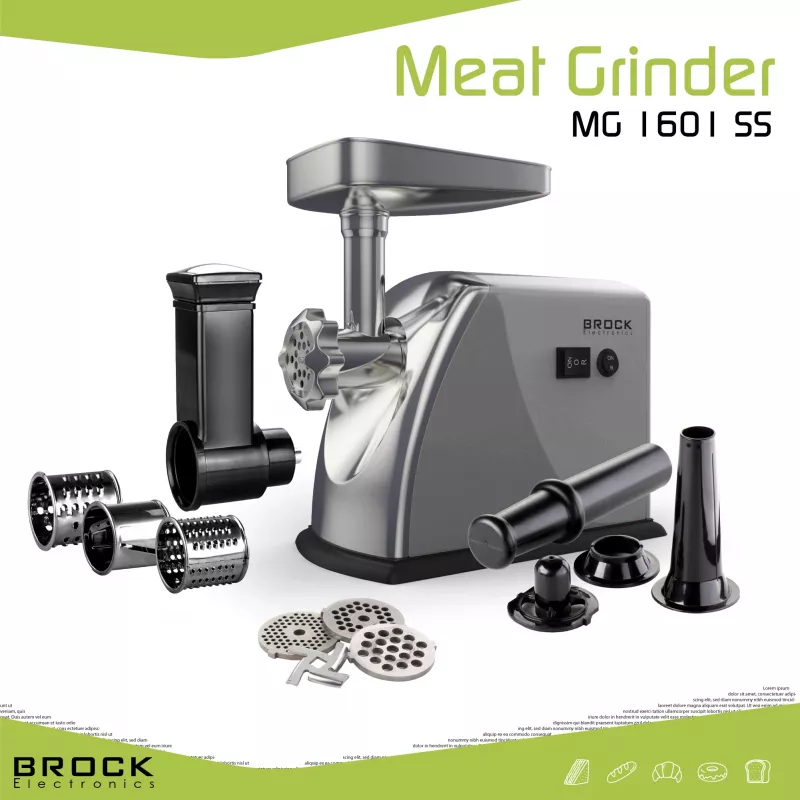 Brock MG 1601 SS lihaveski 1400W, punane/teras