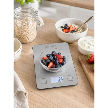 Brock SKS 1009 digitaalne köögikaal LED-ekraaniga, 5 kg mahutavus, 1 g täpsus, karastatud klaasist platvorm, must