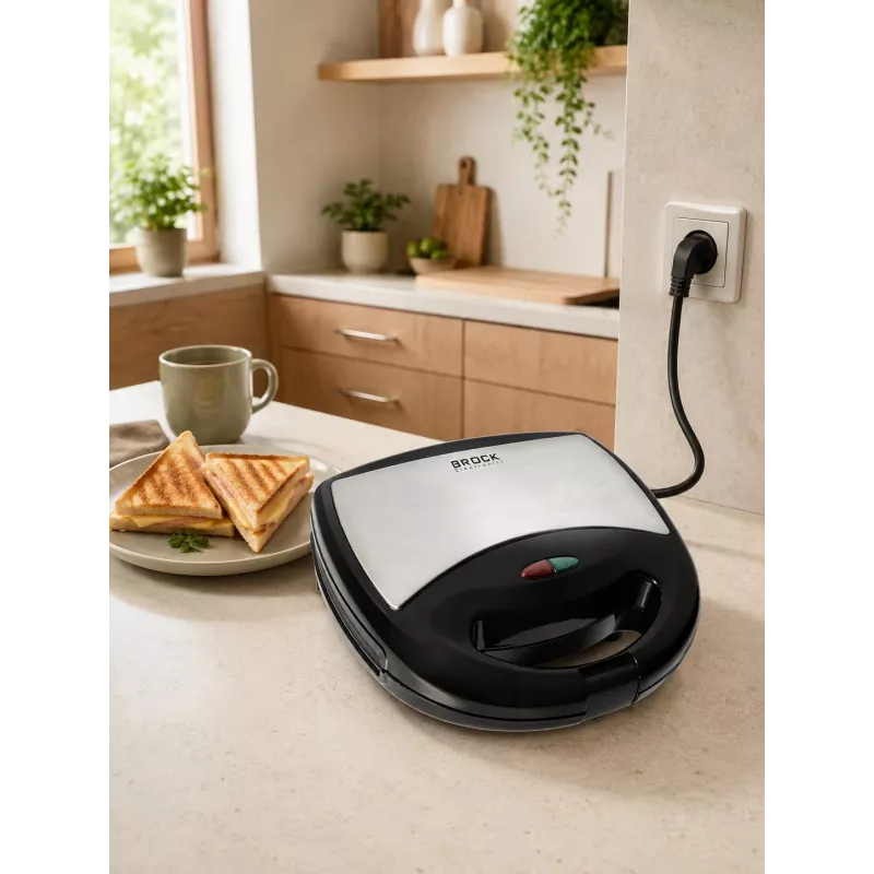 Brock SSM 2004 SS 3-in-1 võileiva-, vahvli- ja pähklikoogimasin, 750W, must/teras