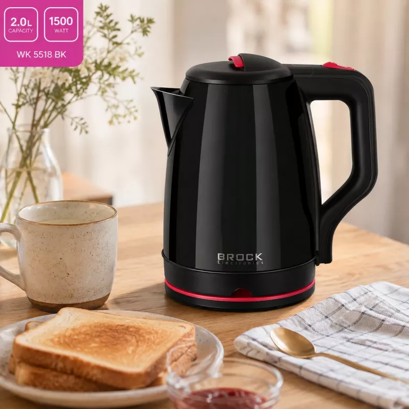 Brock WK 5518 BK elektriline veekeetja 2,0L 1500W must 360° juhtmevaba alusega