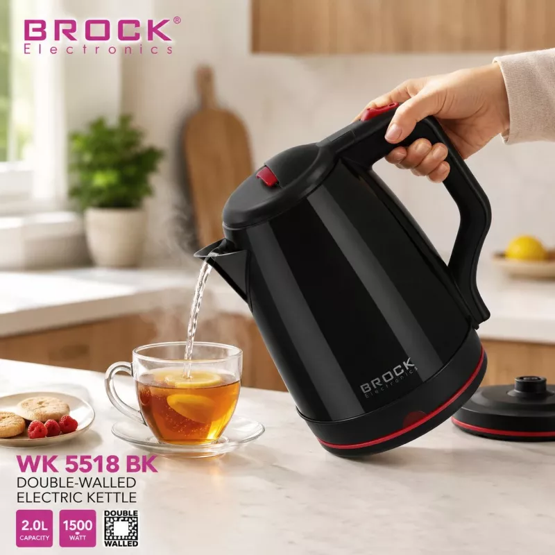 Brock WK 5518 BK elektriline veekeetja 2,0L 1500W must 360° juhtmevaba alusega
