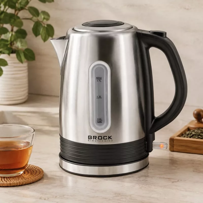 Brock WK 9903 SS elektriline veekeetja 1,7L 2200W must/roostevaba teras 360° alusega