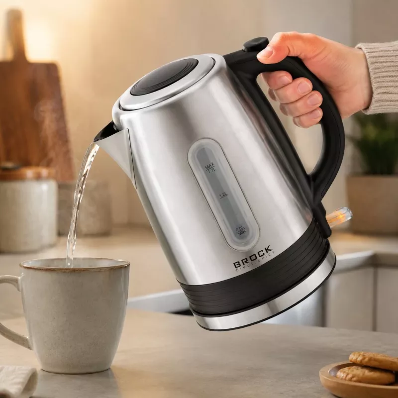 Brock WK 9903 SS elektriline veekeetja 1,7L 2200W must/roostevaba teras 360° alusega