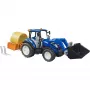 BRUDER New Holland T5.120 traktor koos esilaaduri, laadimiskasti ja kahvlitega 1:16