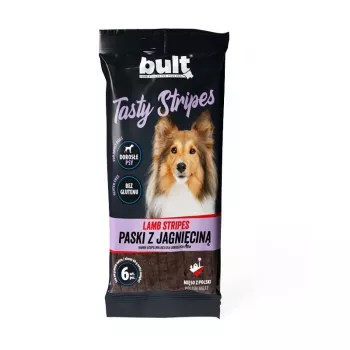 BULT Tasty Stripes lambamaitsed koerale – pehmed ja närimisvastased lambaribad, 6 tk (80 g)