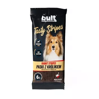 BULT Tasty Stripes küüliku maitsvad koerakommid – teraviljavabad treeningpreemiad, 6 tk (60 g)