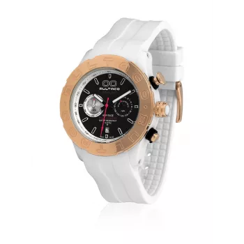 BULTACO MAN Heritage Chronograph Watch H1PW43C-CB1 43mm Must Sihverplaat Nahkrihm