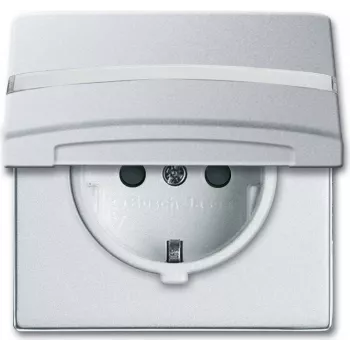 Busch-Jaeger 2064-0-0300 Schuko pistikupesa sisu, 2P+E, 16A, 250V, IP44, hõbedane