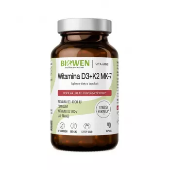 BWN BIOWEN Vitamiinid D3 + K2 MK-7 toidulisand – 90 kapslit
