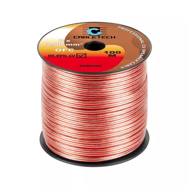 CABLETECH OFC 2mm kõlarikaabel 100m läbipaistev