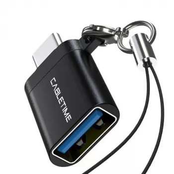 CABLETIME USB-C kuni USB-A OTG adapter, USB 3.0 5Gbps, kosmosehall alumiinium