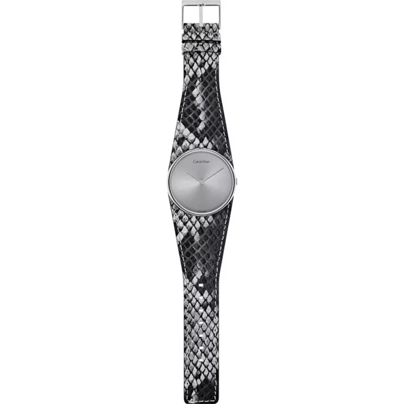 CALVIN KLEIN K5V231Q4 Naiste Kell 39mm Kvarts Roostevaba Teras Roosa Kuld PVD Nahk Must