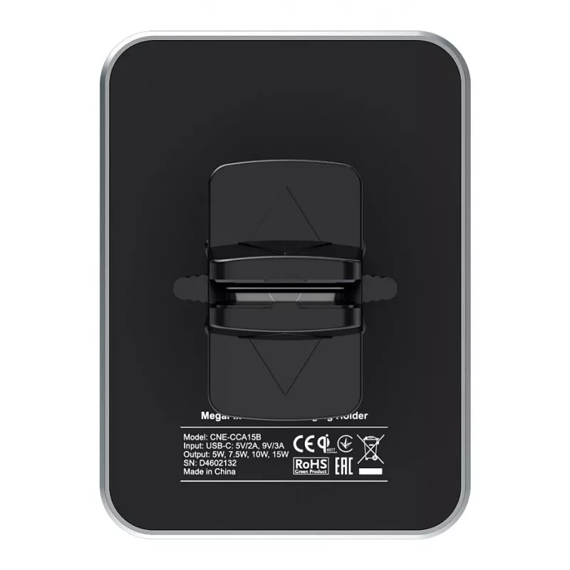 CANYON CH-15 Auto hoidik ja juhtmevaba laadija MegaFix, 15W, USB-C, must