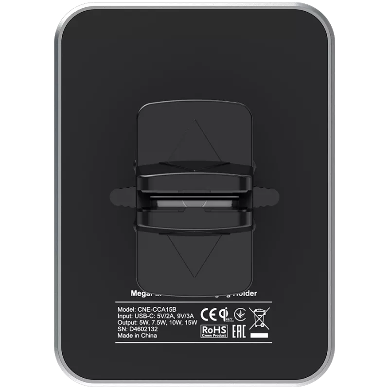 CANYON CH-15 Auto hoidik ja juhtmevaba laadija MegaFix, 15W, USB-C, must