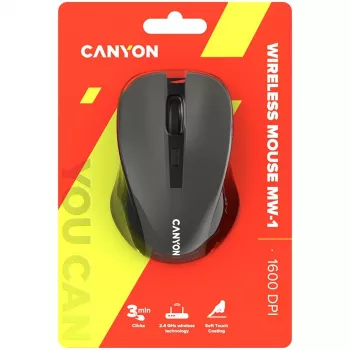 CANYON MW-1 Juhtmevaba Optiline Hiir - 2.4 GHz, 1600 DPI, Hall