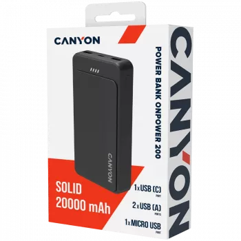 CANYON OnPower 200 Power Bank 20000mAh Must