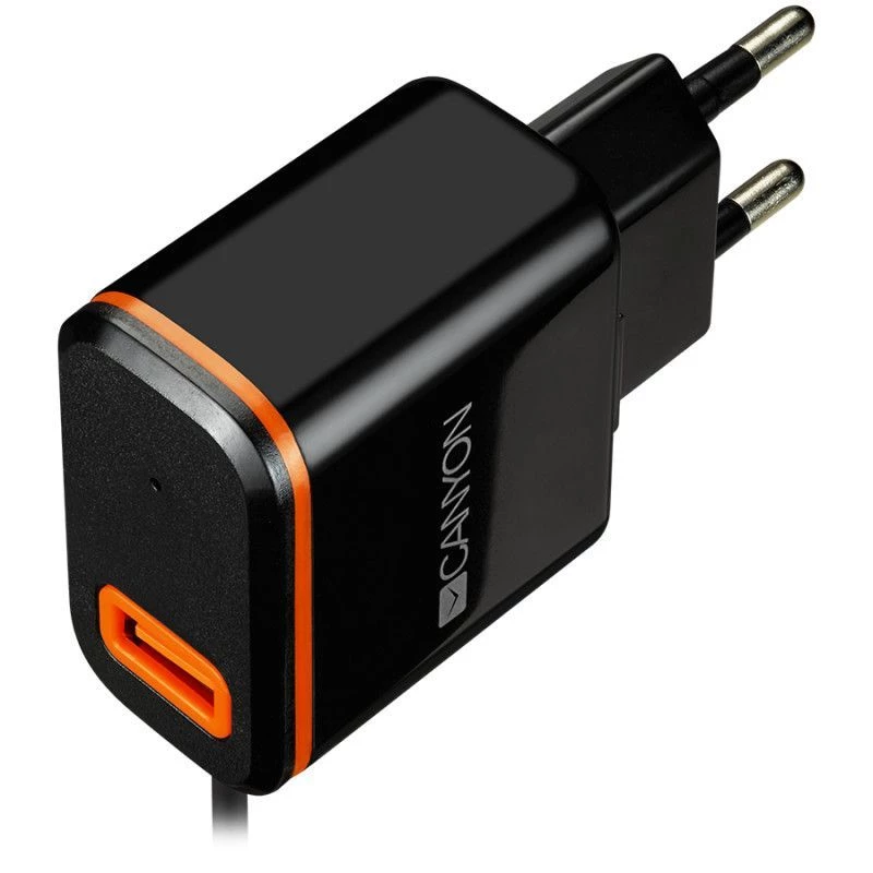 Canyon seinadapter USB Type-C kaabliga, 2.1A, must