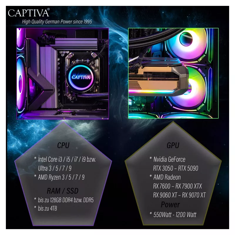 CAPTIVA mänguarvuti I10-2668 Intel Core Ultra 7 270K Plus, 32GB DDR5 RAM, 1TB M.2 SSD, NVIDIA GeForce RTX 5070 Ti 16GB, Z890, Windows 11 Home