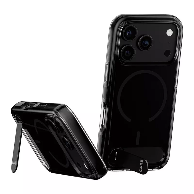 CARE by PanzerGlass Kickstandi ümbris Smokey Black MagSafe iPhone 17 Pro jaoks