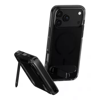 CARE by PanzerGlass Kickstandi ümbris Smokey koos musta MagSafe'iga iPhone 17 Pro Maxile