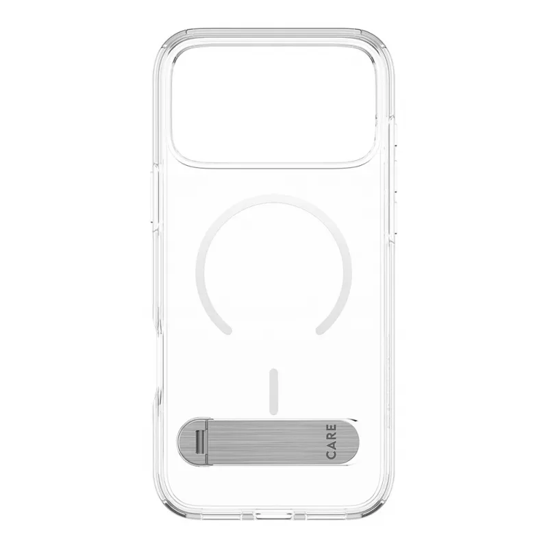 CARE by PanzerGlass Kickstand Case läbipaistev valge MagSafe'iga iPhone 17 Pro Maxile