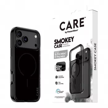 CARE by PanzerGlass Smokey ümbris musta MagSafe'iga iPhone 17 Pro Maxile