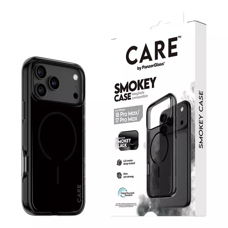 CARE by PanzerGlass Smokey ümbris musta MagSafe'iga iPhone 17 Pro Maxile