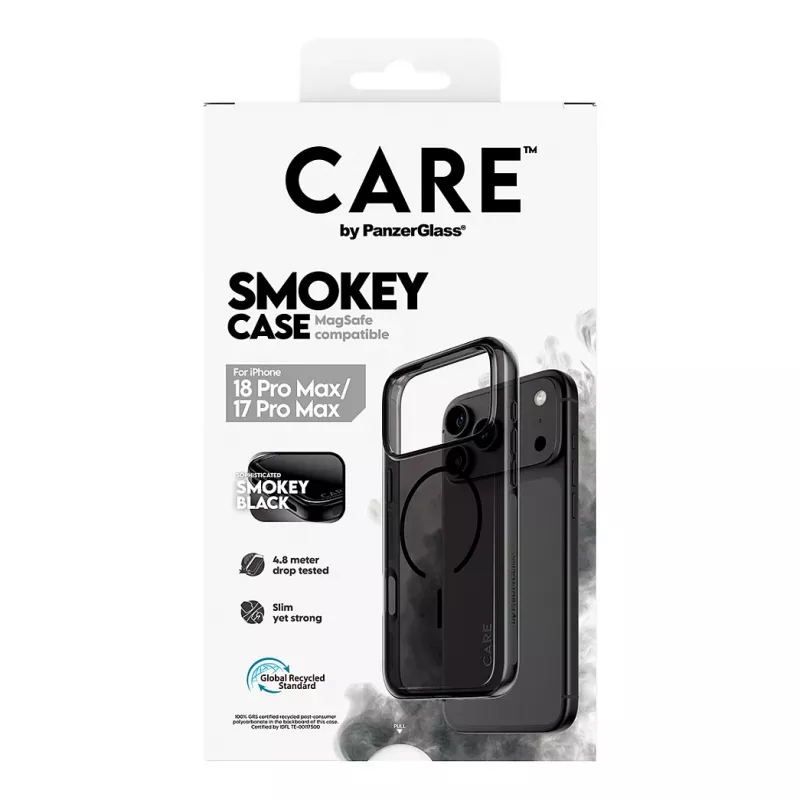 CARE by PanzerGlass Smokey ümbris musta MagSafe'iga iPhone 17 Pro Maxile