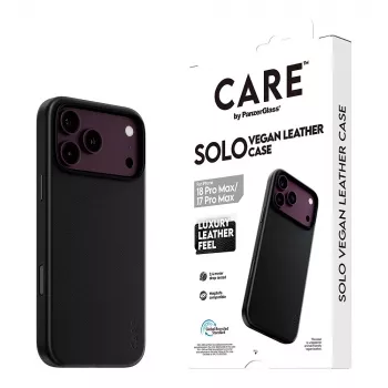 CARE by PanzerGlass Solo vegan-nahast ümbris MagSafe'iga iPhone 17 Pro Maxile - must