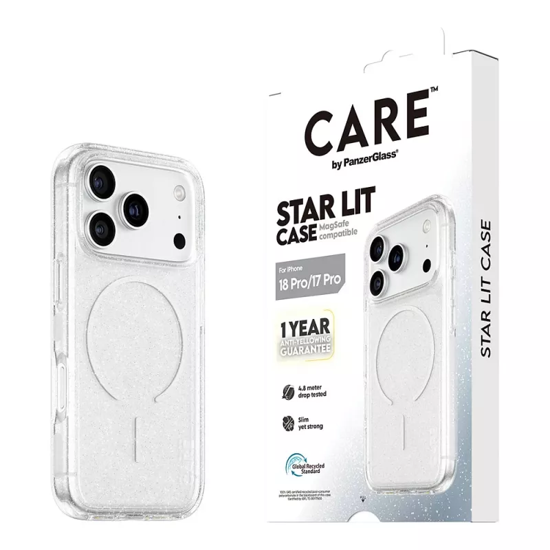 CARE by PanzerGlass Star Lit ümbris MagSafe'iga iPhone 17 Pro jaoks - läbipaistev