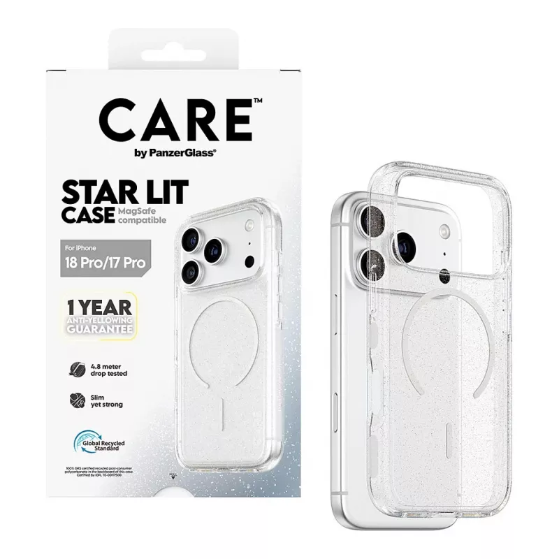 CARE by PanzerGlass Star Lit ümbris MagSafe'iga iPhone 17 Pro jaoks - läbipaistev