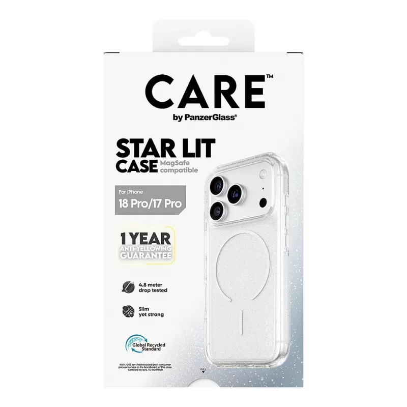 CARE by PanzerGlass Star Lit ümbris MagSafe'iga iPhone 17 Pro jaoks - läbipaistev