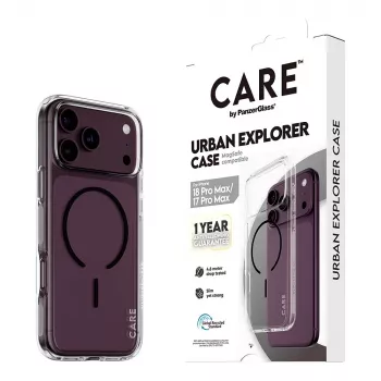 CARE by PanzerGlass Urban Explorer ümbris läbipaistev musta MagSafe'iga iPhone 17 Pro Maxile