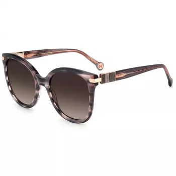 CAROLINA HERRERA HER0134S1ZX Naiste ruudukujulised päikeseprillid - Läikiv must atsetaatraam, hall gradient polükarbonaat läätsed, 55 mm läätse laius, UV400 kaitse