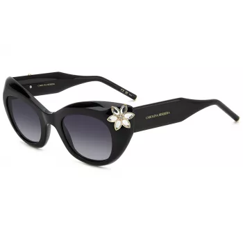 CAROLINA HERRERA Naiste kassisilma päikeseprillid HER0215S807 - Must atsetaatraam, hallid polükarbonaat läätsed, 50 mm