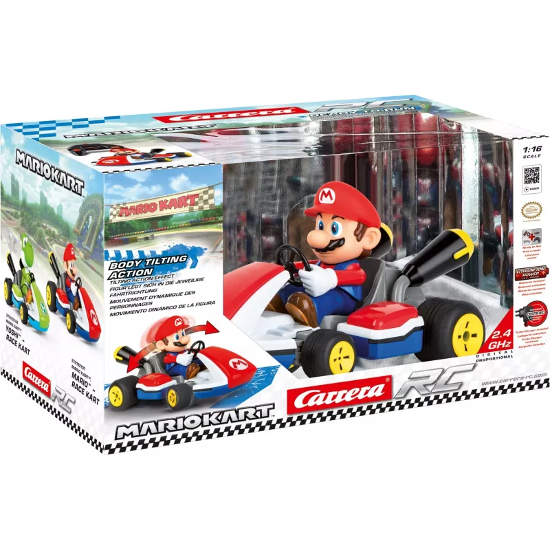Carrera RC Mario Kart - Mario võistluskaart heliga punane/sinine, 1:16