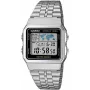 Casio A500WA-1DF klassikaline digitaalne kvartskäekell – hõbedane roostevabast terasest rihm, LED-taustvalgus, maailmaaeg