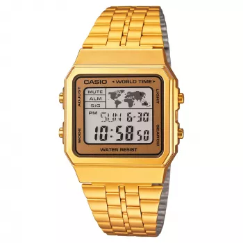 CASIO A500WGA-9 Meeste digitaalne kvartskell 39mm kullatooniga roostevaba teras