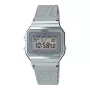 CASIO A700WM-7A Unisex digitaalkell - 37,4 mm hõbedane Milano silmkoekett