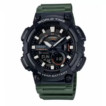CASIO AEQ-110W-3A meeste analoog-digitaalkell, 52.2mm, roheline vaigurihm
