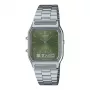 CASIO AQ-230A-3A Unisex Analoog-Digitaalne Kell, 38.8mm, Roheline Sihtnäidik, Hõbedane Roostevabast Terasest Rihm