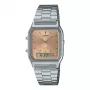 CASIO AQ-230A-4A Unisex Analoog-Digitaalne Kell, 38.8mm, Hõbedane Korpus, Punane Siht, Roostevabast Terasest Rihm
