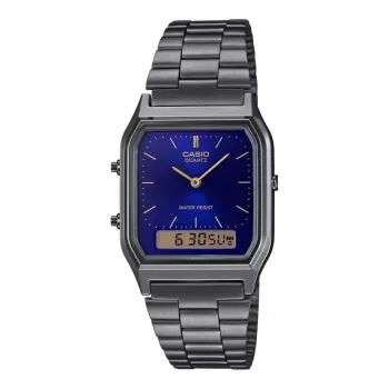 CASIO AQ-230GG-2A Unisex Analoog-Digitaal Kvartskell, 38,8 mm, Tumehall Roostevabast Terasest Rihm, Sinine Siht