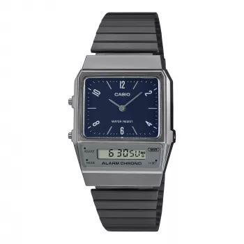 CASIO AQ-800EB-2AEF Unisex Analoog-Digitaalne Kell, 32mm, Sinine Siht, Hõbedane Võrkrihm