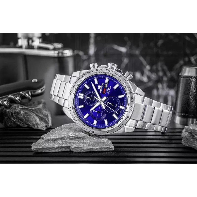CASIO Edifice EFR-574D-2AVUEF Meeste Analoogkvartskell, 42,3 mm, Sinine Siht, Roostevabast Terasest Käevõru