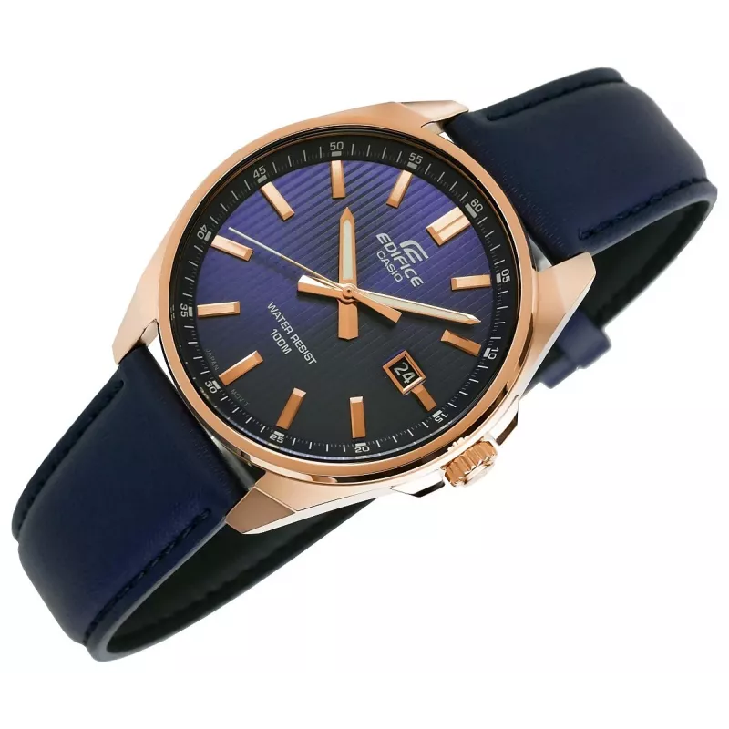 Casio Edifice EFV-150CL-2AVUEF meeste sinise sihverplaadiga pruuni nahkrihmaga käekell