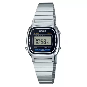 CASIO LA-670WD-1DF naiste digitaalkell, hõbedane roostevaba teras, 24 mm
