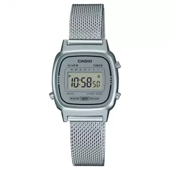 CASIO LA670WEM-7DF naiste digitaalne hõbedatooniga käekell 30.3mm